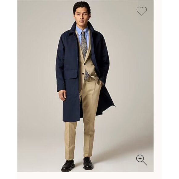 J.Crew Mens $498 Rivington car coat water-resistant cotton twill 38S Navy CB990